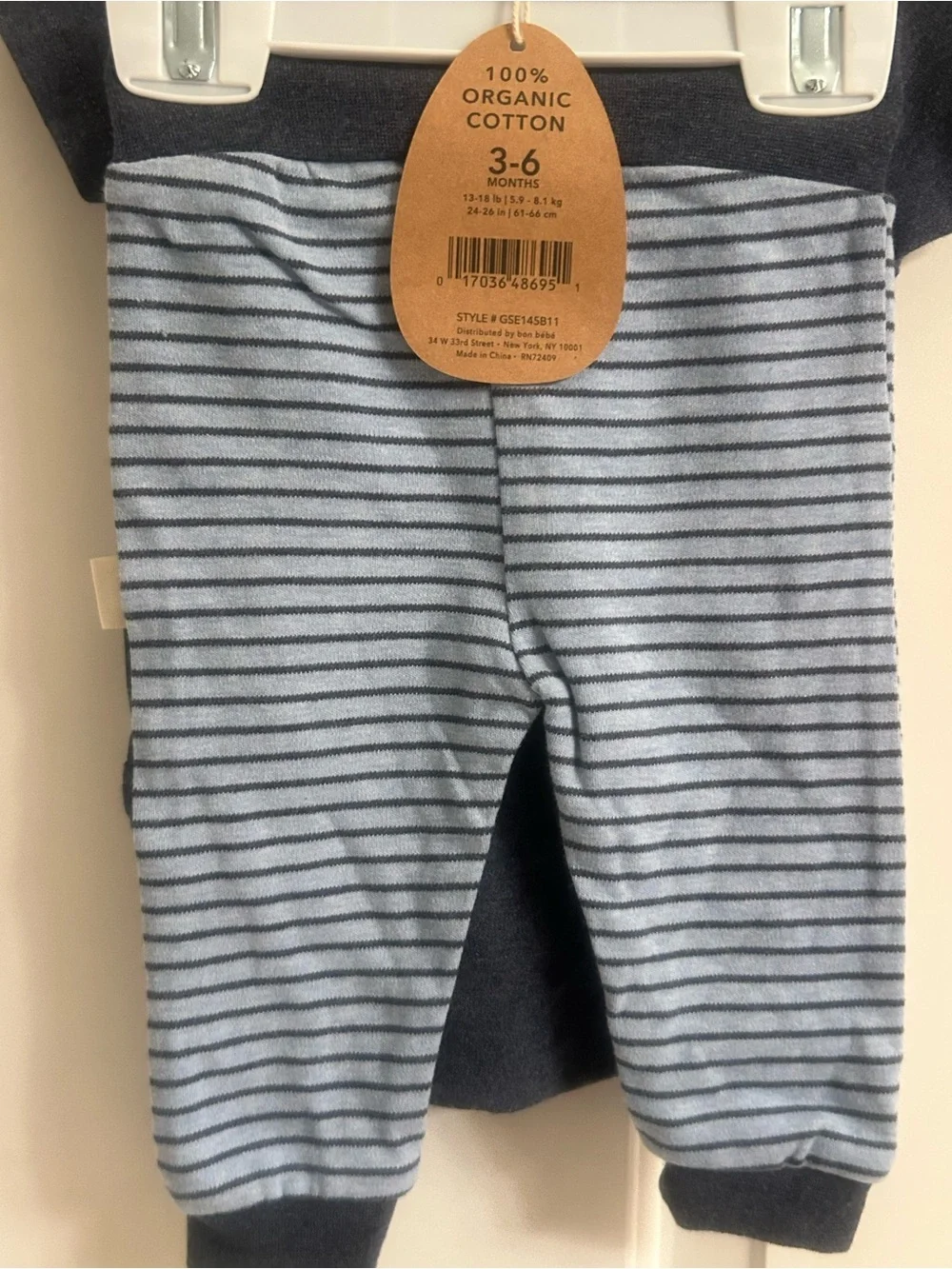 NWT-Rabbit+Bear 2-Piece '100% All Natural Baby' Short-Sleeve Bodysuit & Joggers